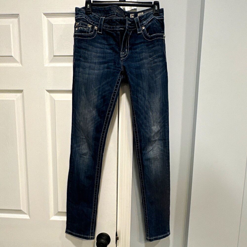 Miss Me Signature Skinny Women’s Dark Wash Stretch Denim Jeans 29 Mid Rise